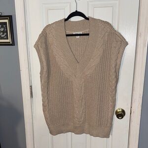 Coldwater Creek Beige V-Neck Sweater Vest